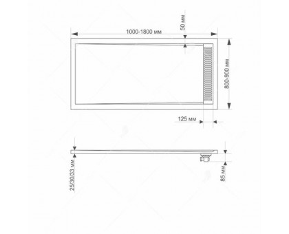 Душевой поддон RGW STM-G 80x130 см, прямоугольный, искусственный камень, графит