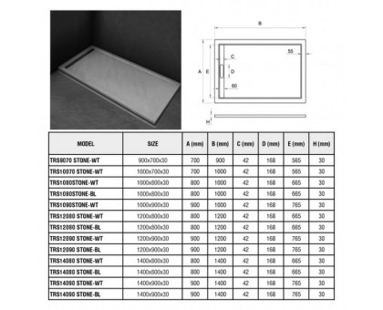 Душевой поддон WeltWasser WW TRS 10090 STONE-WT 100х90 см белый с сифоном