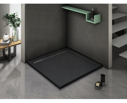Душевой поддон WeltWasser WW TRS  90 STONE-BL 90х90 см черный с сифоном