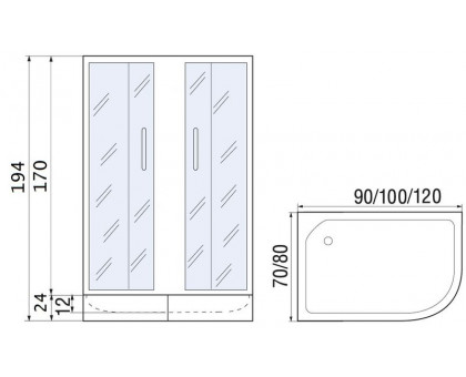 Душевой уголок River DON 100/80/24 MT L/R без поддона